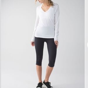 Lululemon IN THE FLOW Black Cropped CHARCOAL GREY size 8